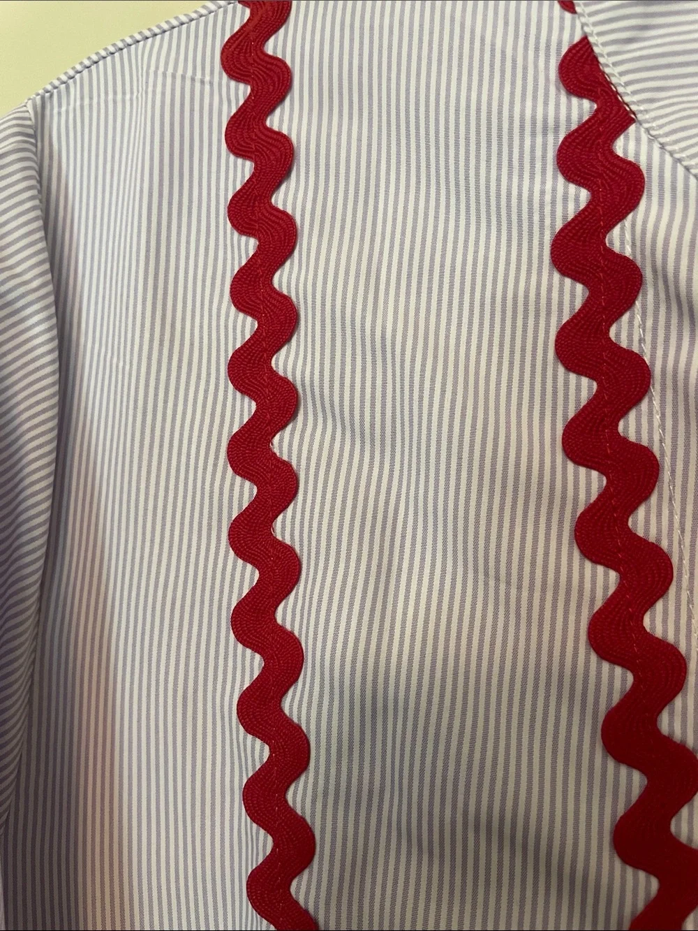 Amazon White Maxi Dress with Red Ric Rac Trim - Picture 2 of 9